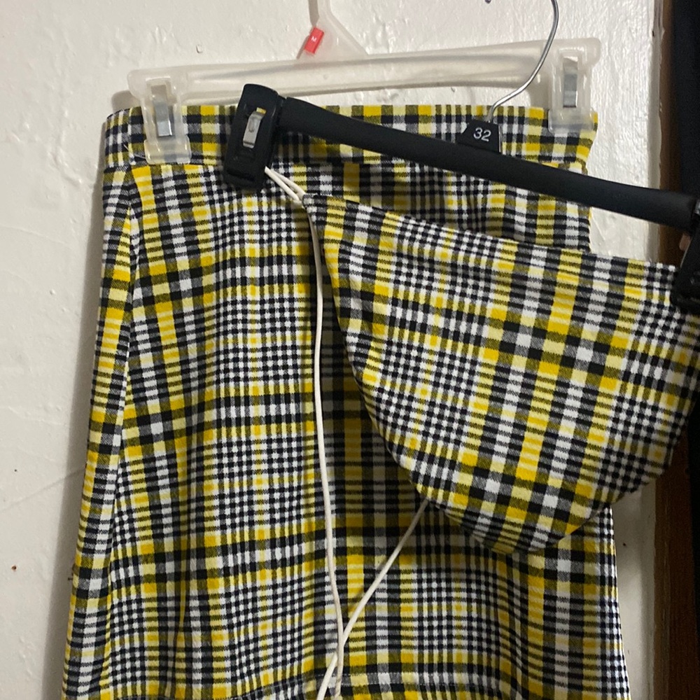 SHEIN XS black/white/yellow skirt tube top two piece set